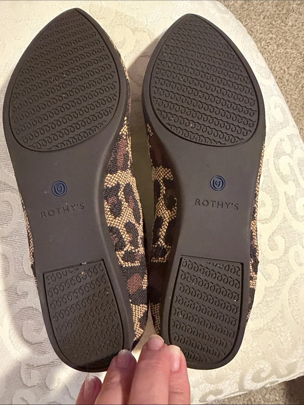 Rothy's Leopard-Print Pointed-Toe Flats with Neon Green Insole